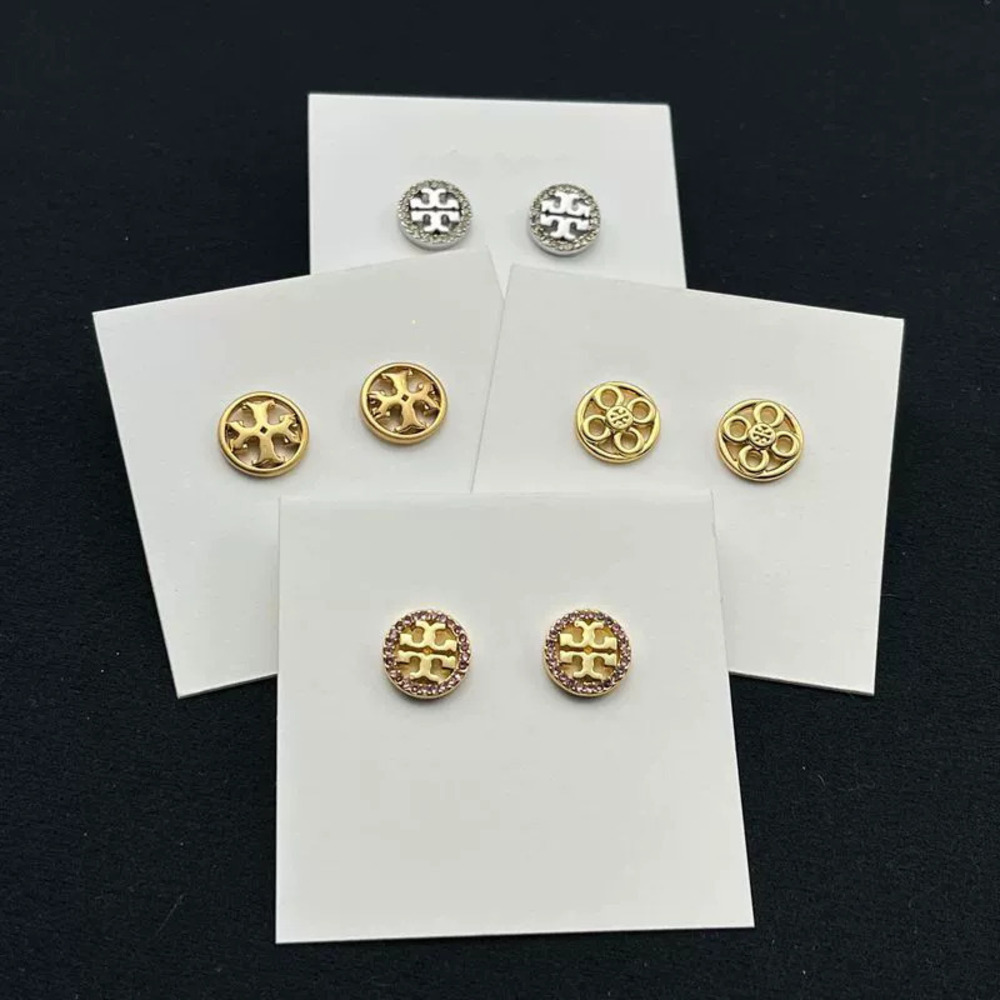 Tory Burch Hollow Double Copper Gold Plated Round Earrings